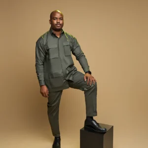 Ensemble 4 poches vert treillis Azaag